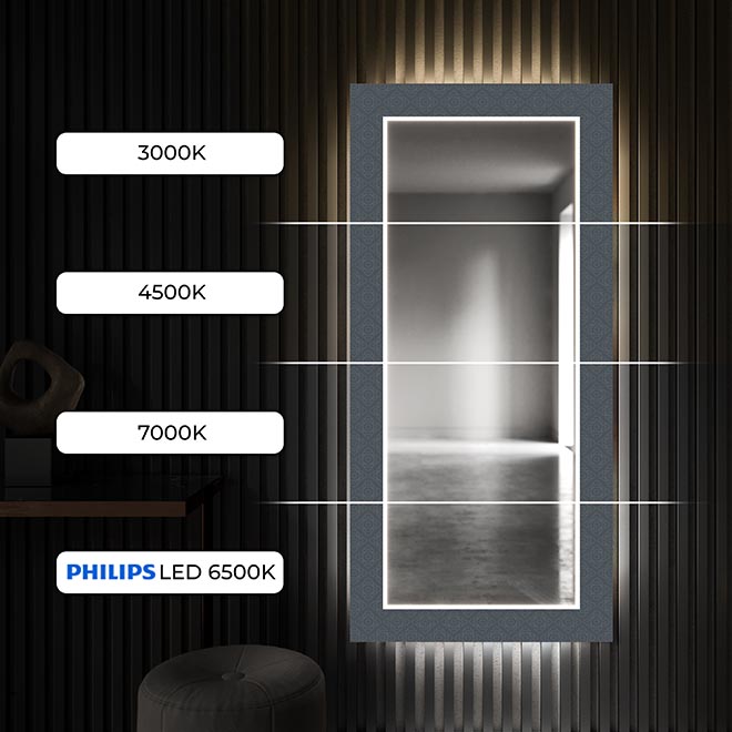 Just touch the switch to quickly and intuitively turn the LED backlight on or off in your decorative mirror!