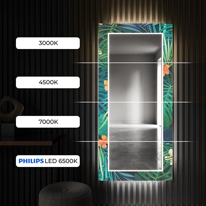Just touch the switch to quickly and intuitively turn the LED backlight on or off in your decorative mirror!