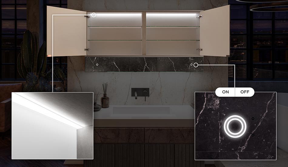 LED lighting inside the cabinet