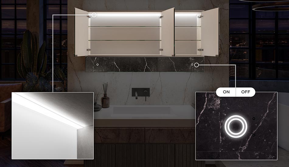 LED lighting inside the cabinet