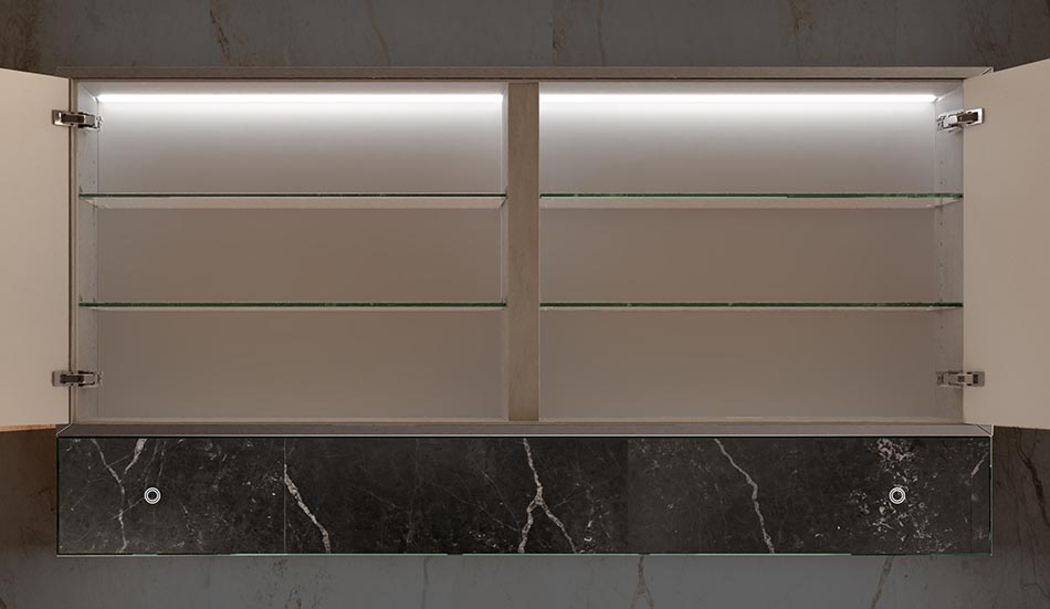 Wall cabinet with illuminated mirror – Lily bathroom solution | ARTFORMA