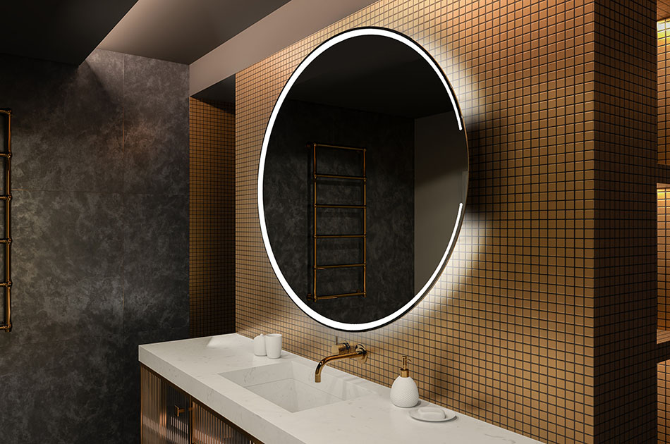 Ambient round LED mirror with warm light – decorative bathroom mirror | ARTFORMA