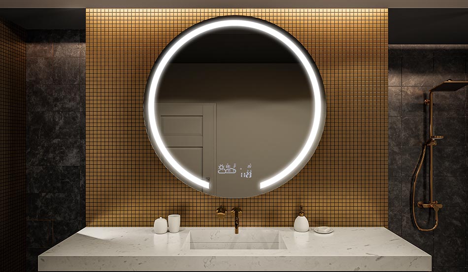 Circular premium mirror with uniform illumination – LED wall mirror | ARTFORMA