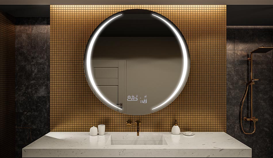 Circular premium mirror with uniform illumination – LED wall mirror | ARTFORMA