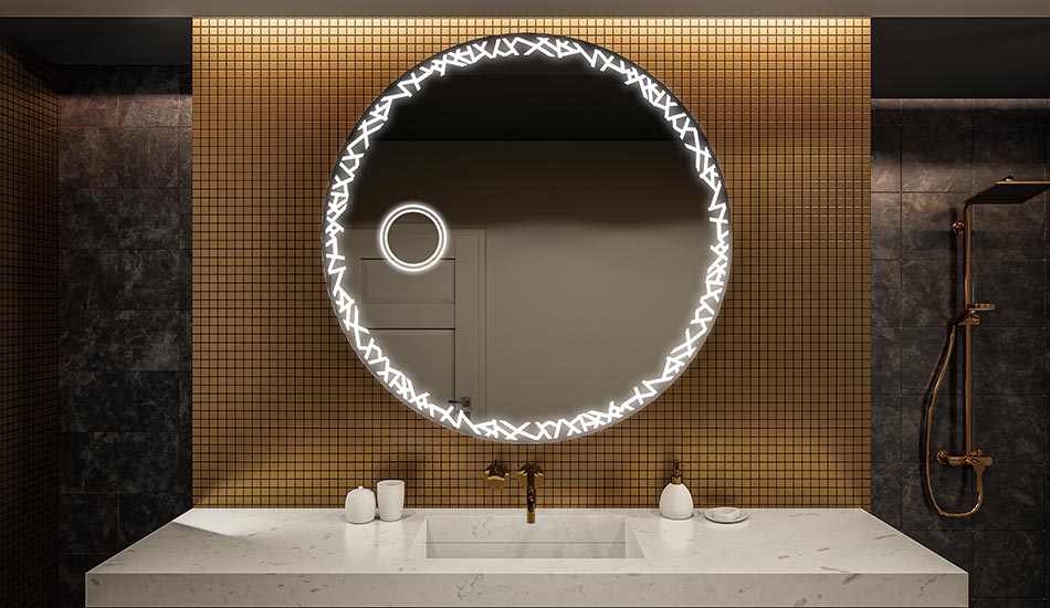 Circular premium mirror with uniform illumination – LED wall mirror | ARTFORMA