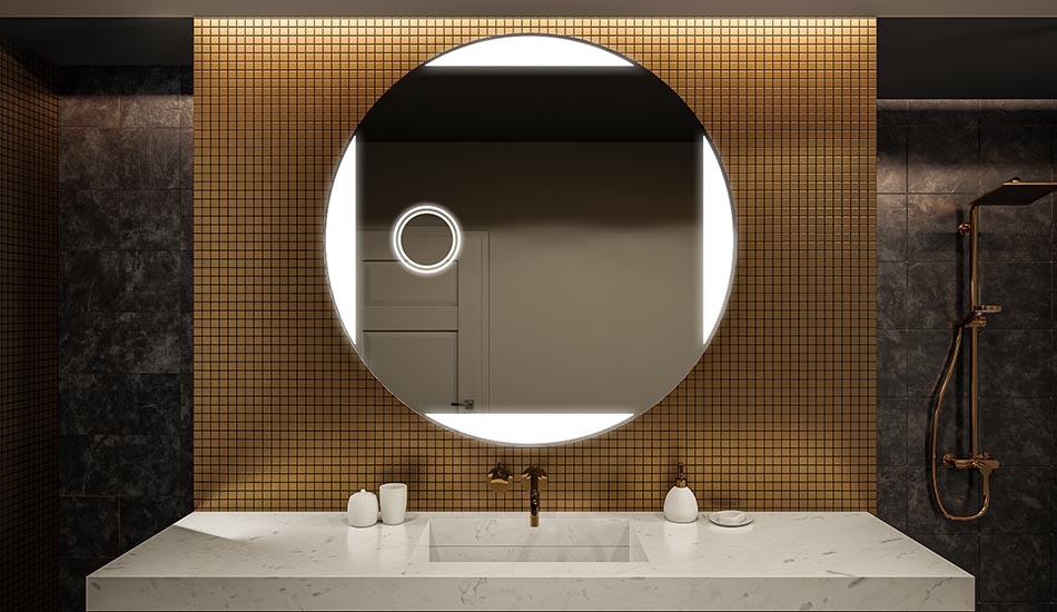 Circular premium mirror with uniform illumination – LED wall mirror | ARTFORMA