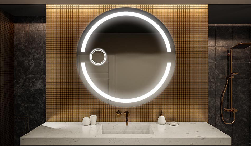 Circular premium mirror with uniform illumination – LED wall mirror | ARTFORMA