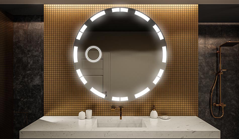 Circular premium mirror with uniform illumination – LED wall mirror | ARTFORMA