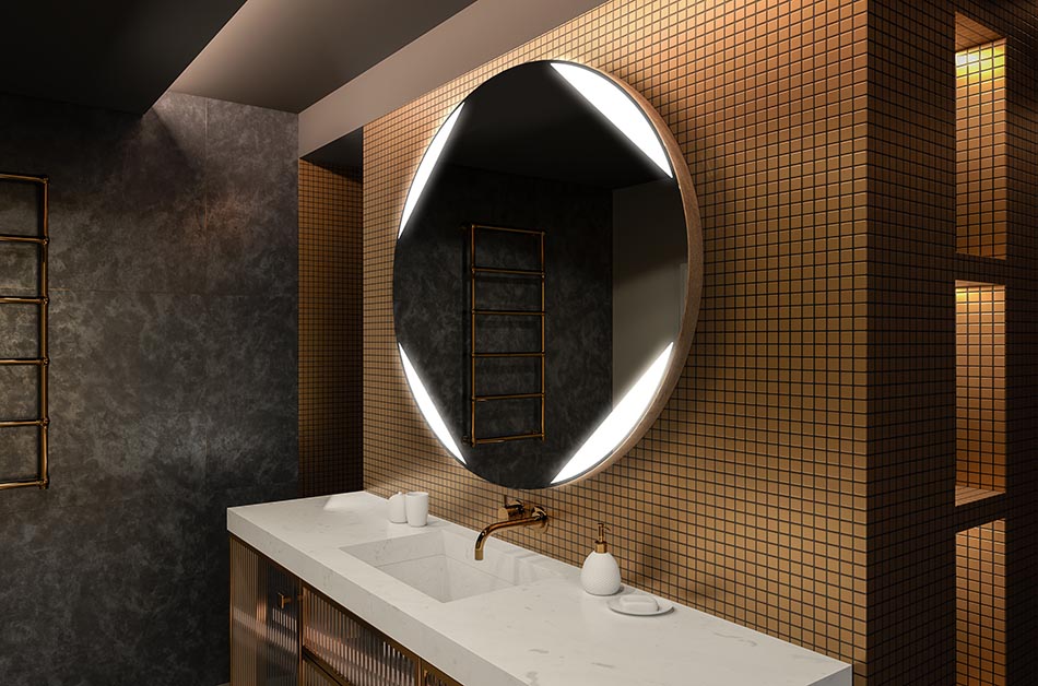 Backlit round mirror with minimalist design – modern mirror | ARTFORMA