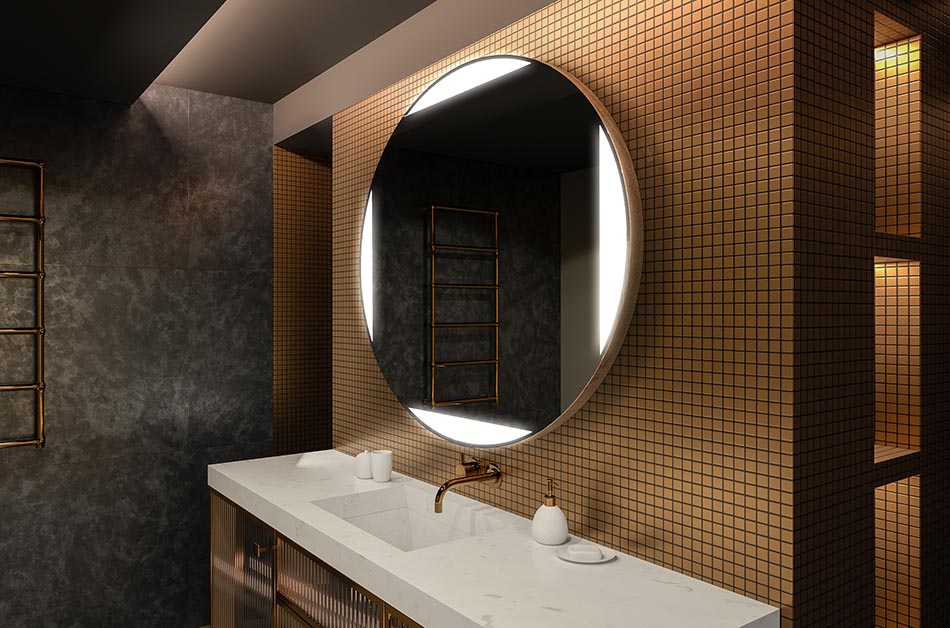 Backlit round mirror with minimalist design – modern mirror | ARTFORMA