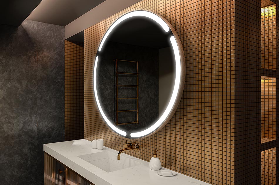 Backlit round mirror with minimalist design – modern mirror | ARTFORMA