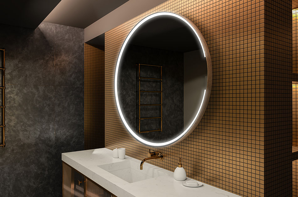 Backlit round mirror with minimalist design – modern mirror | ARTFORMA