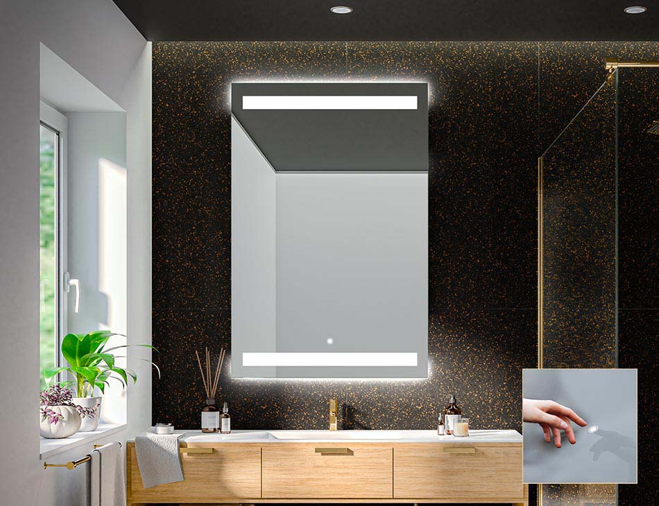 Details about   Bathroom mirror with led lighting sensorwatchheating mat l09 show original title 