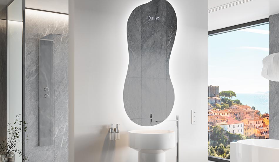 Decorative irregular LED mirror with ambient glow – premium wall mirror | ARTFORMA