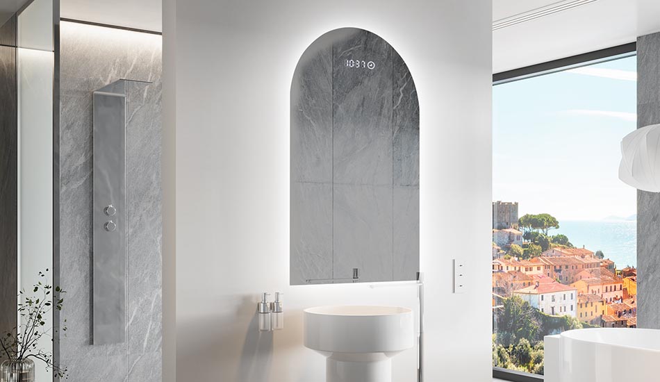 Decorative irregular LED mirror with ambient glow – premium wall mirror | ARTFORMA