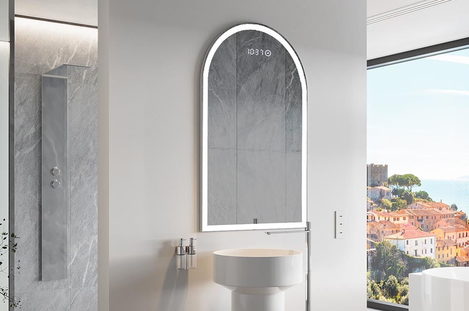 Decorative irregular LED mirror with ambient glow – premium wall mirror | ARTFORMA