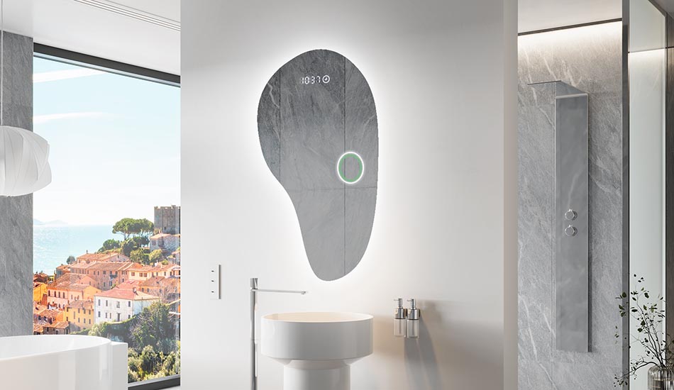 Decorative irregular LED mirror with ambient glow – premium wall mirror | ARTFORMA