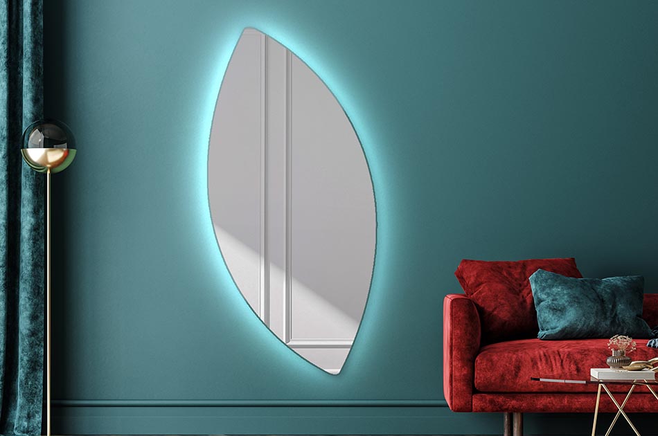 Decorative irregular LED mirror with ambient glow – premium wall mirror | ARTFORMA