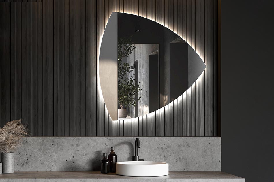 Decorative irregular LED mirror with ambient glow – premium wall mirror | ARTFORMA