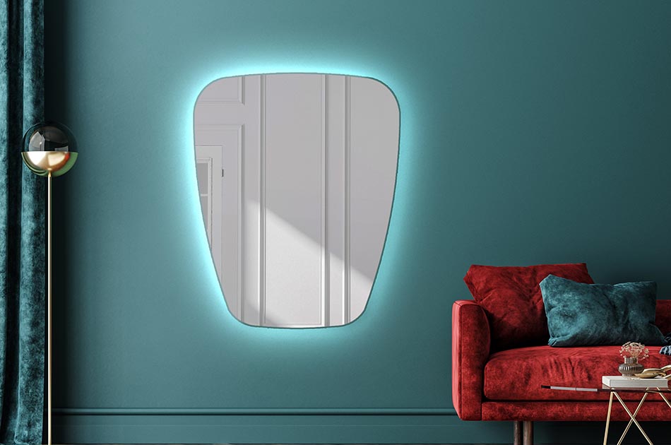 Decorative irregular LED mirror with ambient glow – premium wall mirror | ARTFORMA
