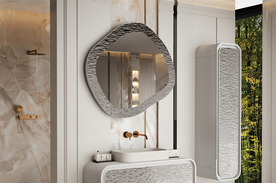 Mirror in a metal frame