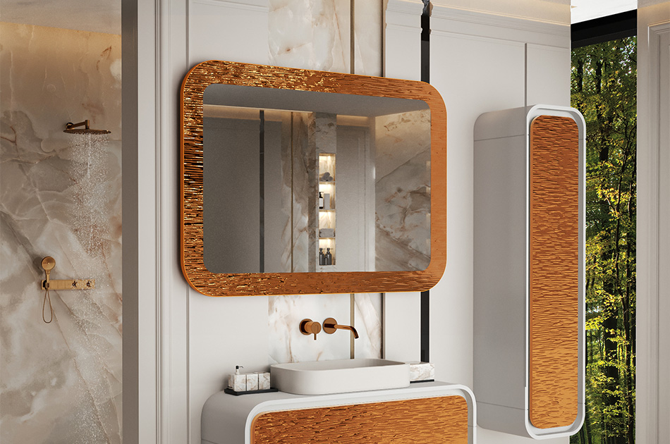 Mirror in a metal frame