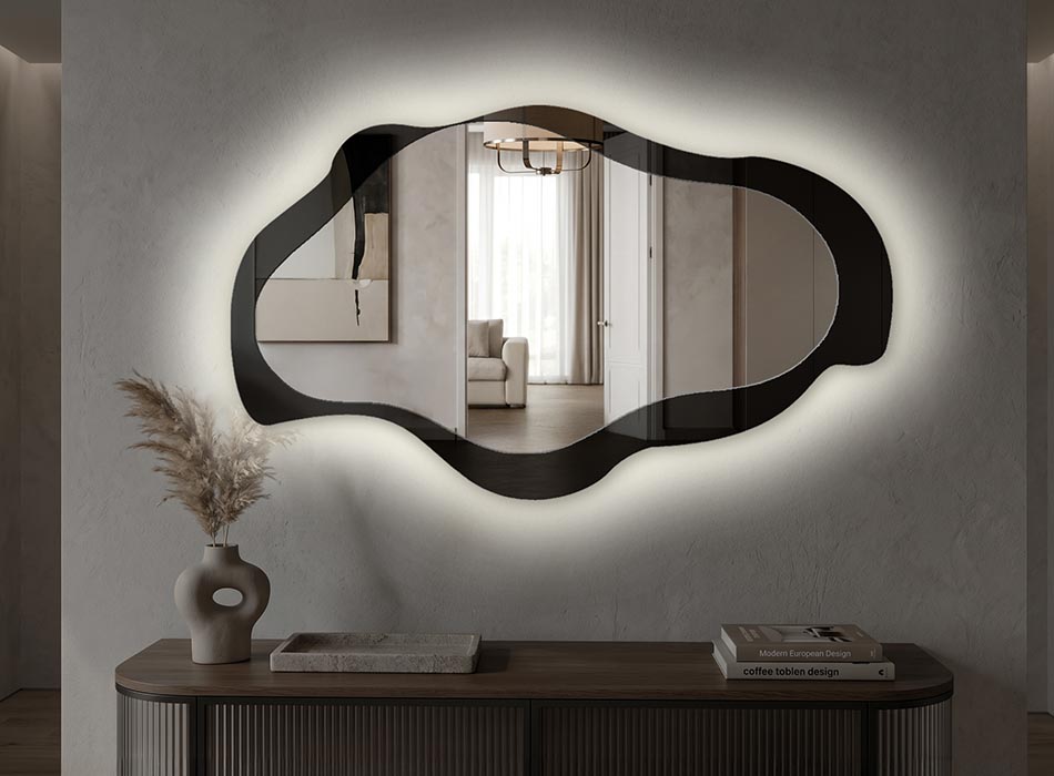 Mirror with LED backlighting