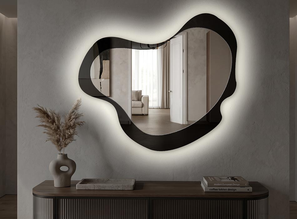 Mirror with LED backlighting