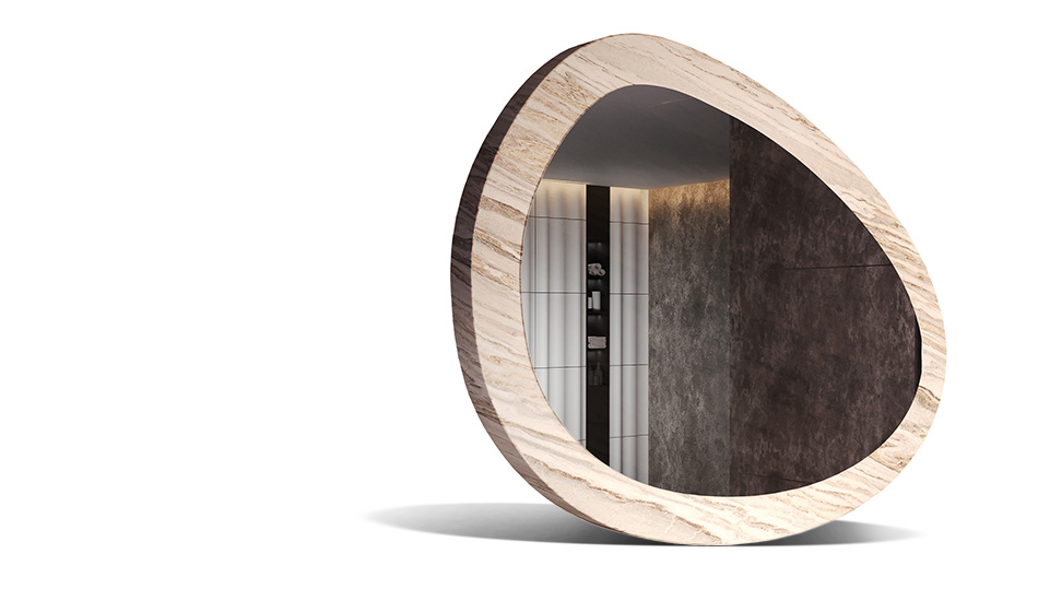 Mirror in a stone laminate frame. The power of nature