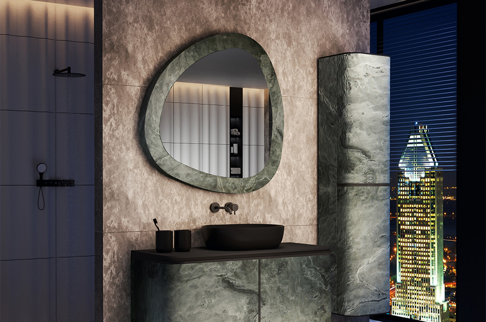 Mirror in a stone frame