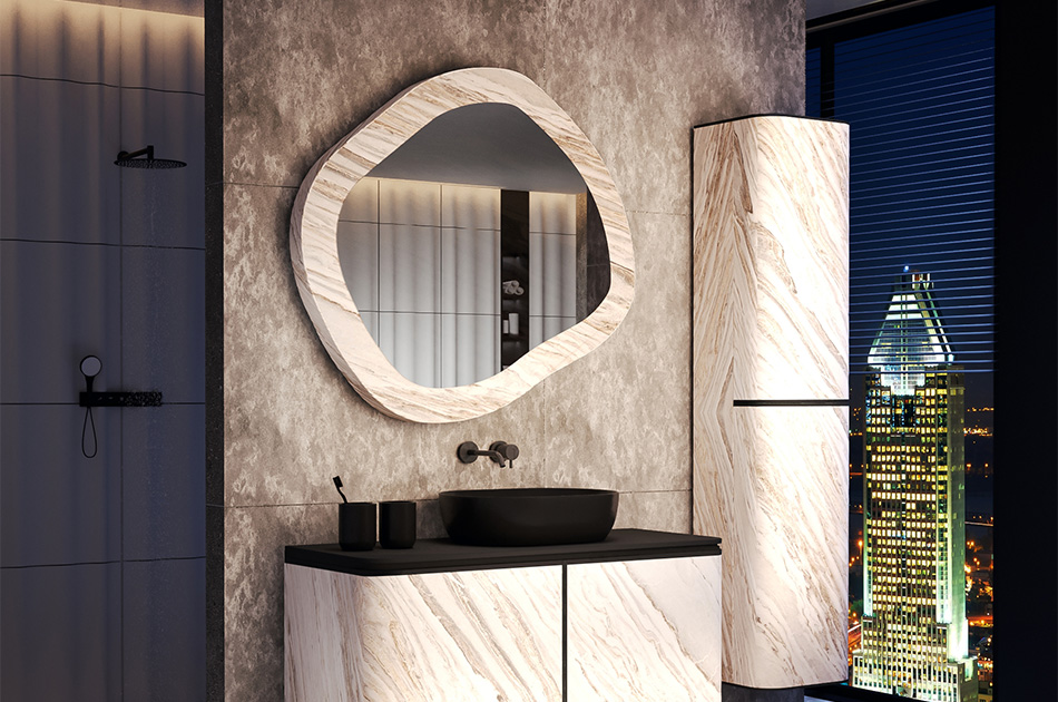 Mirror in a stone frame