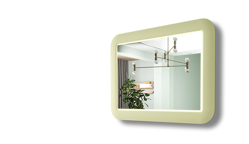 Solid oak-framed mirror with LED backlight