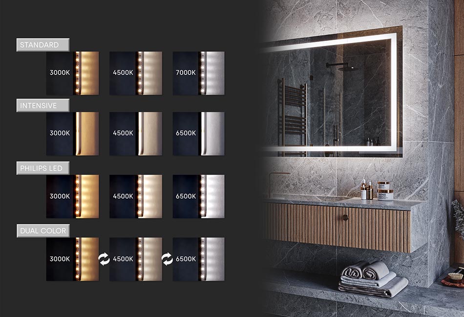 Rectangular LED mirror with side lighting – bathroom decor | ARTFORMA