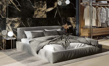 Glazed Porcelain Floor Tiles 60x120, black with gold veining, gloss finish, rectified, A4H109 Pierre Black