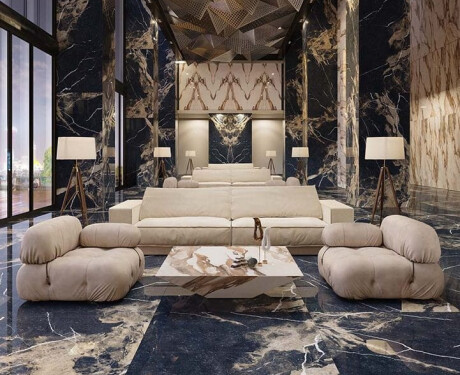 Glazed Porcelain Floor Tiles 60x120 with a gold vein, matt, rectified, A4H110 Pierre Black