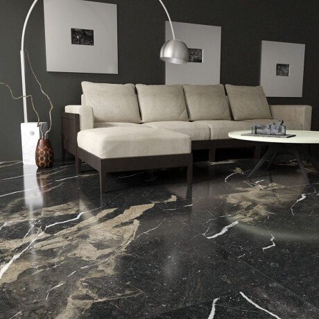 Glazed Porcelain Floor Tiles 60x120 with a gold vein, matt, rectified, A4H110 Pierre Black #2