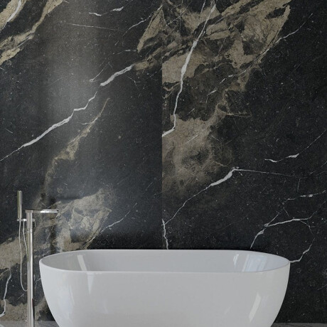 Glazed Porcelain Floor Tiles 60x120 with a gold vein, matt, rectified, A4H110 Pierre Black #7