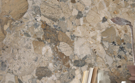 Large-format porcelain tiles, 120x280, beige-grey marble, glossy finish, A4H1111 Calda Ambrozia