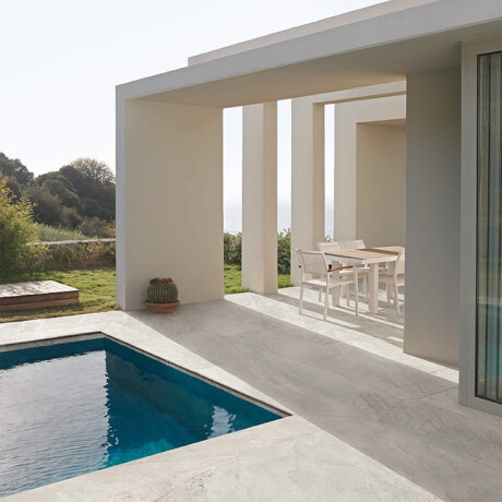 Glazed porcelain floor tiles, 120x120 cm, light grey stone, matt finish, A4H1126 Agathos White #7