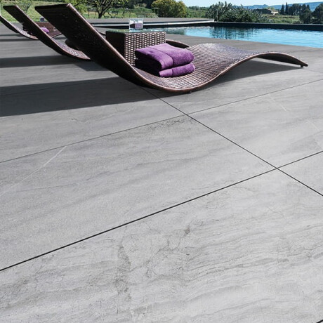 Glazed porcelain stoneware floor tiles, 120x120 cm, stone grey, matt finish, A4H1130 Agathos Grey #9