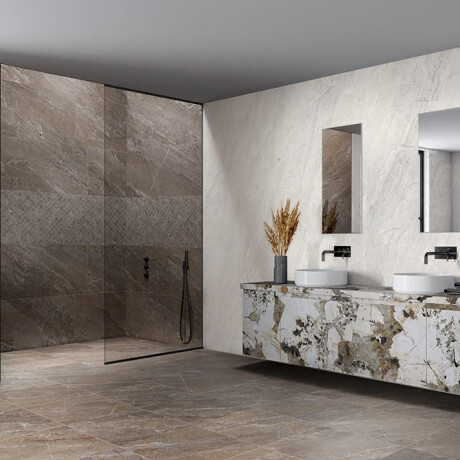 Glazed porcelain floor tiles, 120x120 cm, brown stone-effect, matt finish, A4H1134 Agathos Multicolor #6