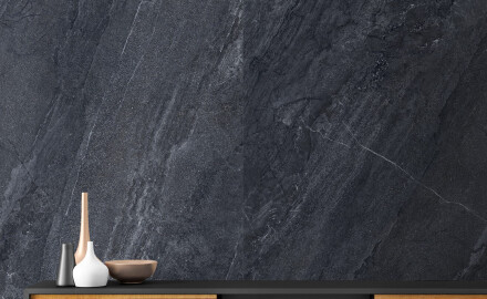 Glazed porcelain floor tiles, 120x280 cm, anthracite stone, matt finish, A4H1137 Agathos Anthracite