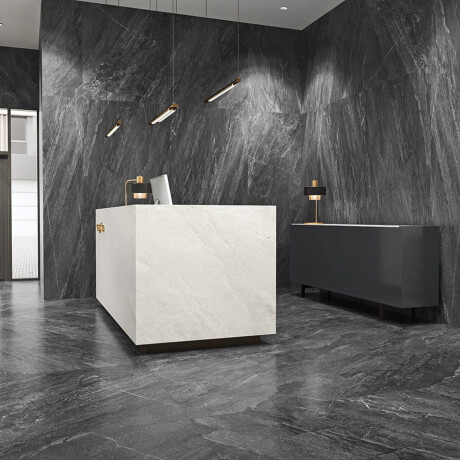 Glazed porcelain floor tiles, 120x280 cm, anthracite stone, matt finish, A4H1137 Agathos Anthracite #3