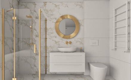 Glazed porcelain stoneware floor tiles, 60x120cm, white with gold veining, matt, rectified, A4H116 Varenna
