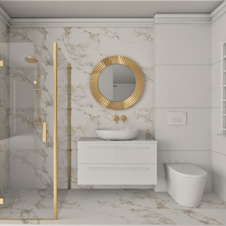 Glazed porcelain stoneware floor tiles, 60x120cm, white with gold veining, matt, rectified, A4H116 Varenna #1