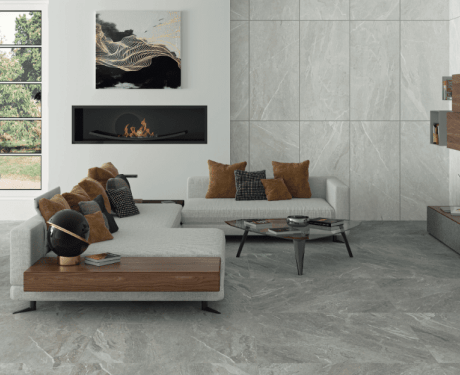 Glazed porcelain stoneware floor tiles, 60x120cm, light grey, matt, rectified, A4H125, Materia Pearl
