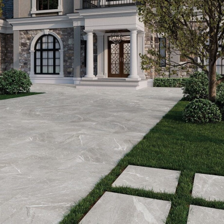 Glazed porcelain stoneware floor tiles, 60x120cm, light grey, matt, rectified, A4H125, Materia Pearl #3