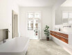 60x120 floor tiles in light grey with a warm beige hue and a veined finish, matt, A4H140 Ermetica Bianco