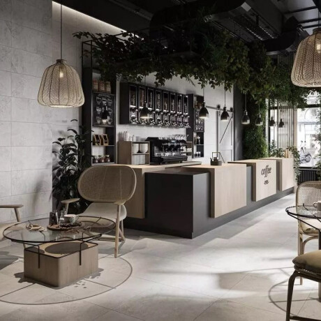 60x120 floor tiles in light grey with a warm beige hue and a veined finish, matt, A4H140 Ermetica Bianco #3