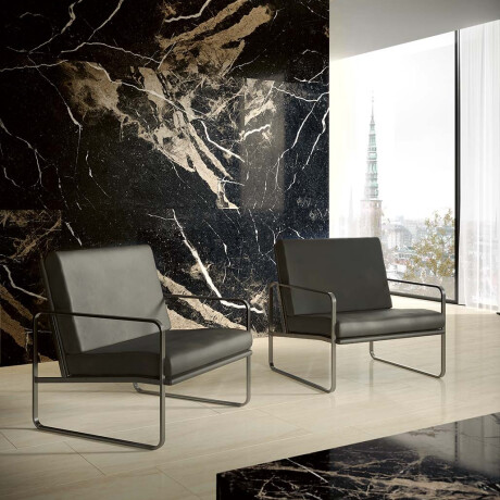 Large-format 120x270 cm matt black porcelain stoneware tile with gold veining, rectified, A4H196 Pierre Black #3